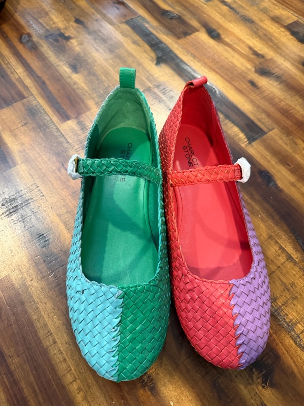 Charlotte Stone Raleigh MisMatch Woven Mary Jane Flats
